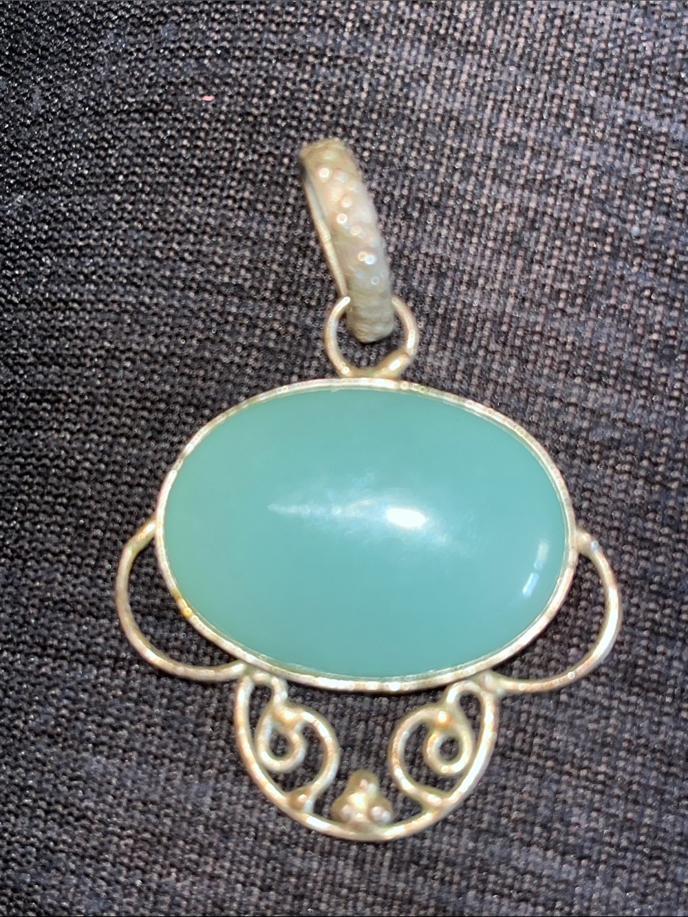Sterling-Style Green Chalcedony Oval Pendant Necklace